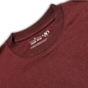 Mens Full Sleeves T-shirt Maroon with Orange Ticket