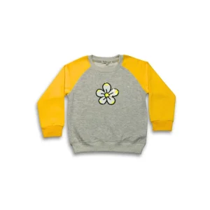 Kids Girls Sweatshirt Grey & Yellow with Flower