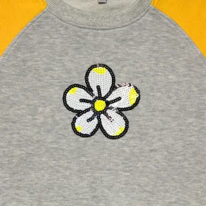 Kids Girls Sweatshirt Grey & Yellow with Flower