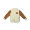 Kids Baseball Jacket Cream & Brown front view