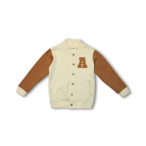 Kids Baseball Jacket Cream & Brown