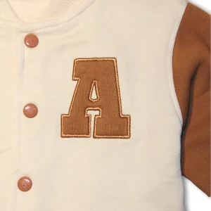 Kids Baseball Jacket Cream & Brown