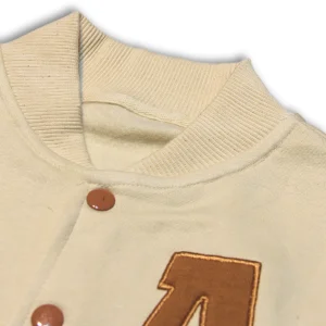 Kids Baseball Jacket Cream & Brown