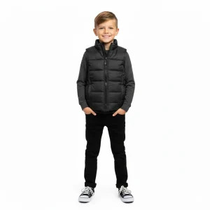 Kids Puffer Jacket Sleeveless Navy front