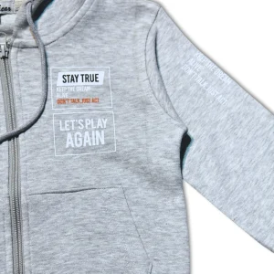 Kids Zipper Hoodie Grey Stay Brave Print
