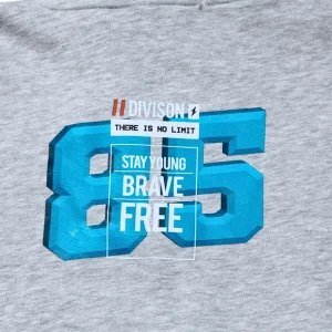 Kids Zipper Hoodie Grey Stay Brave Print