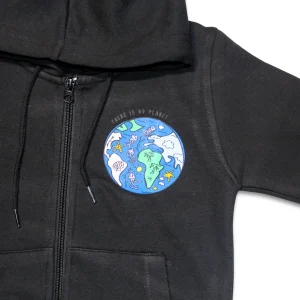 Kids Zipper Hoodie Black Planet Print