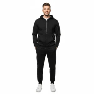 Fleece Tracksuit Black front