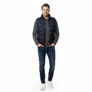 Puffer Jacket Sleeveless Navy front