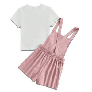 Kids Dark Pink Romper with T-shirt