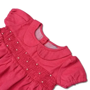 Kids Girls Cotton Smocking Frock Pink