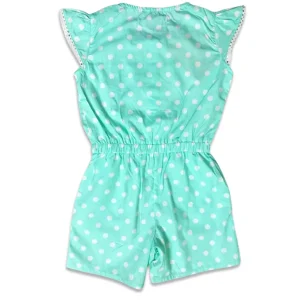 Kids Girls Jump Suit Sea Green Polka Dots