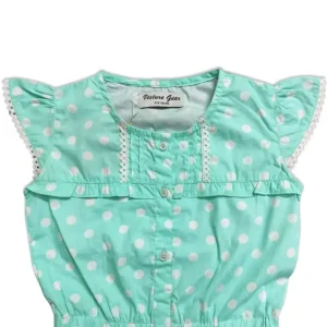 Kids Girls Jump Suit Sea Green Polka Dots