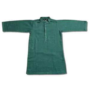 Kids Boys Dark Green Kurta with White Trouser