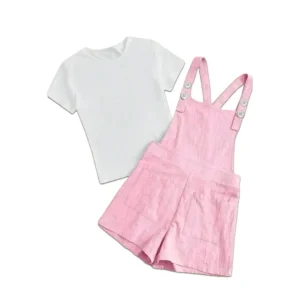 Kids Light Pink Romper with T-shirt