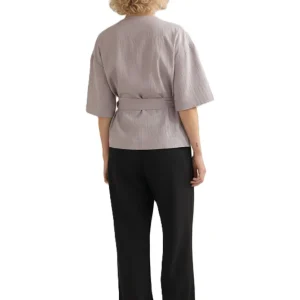 Women Wrap Kimono Top Grey