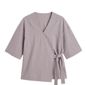 Women Wrap Kimono Top Grey