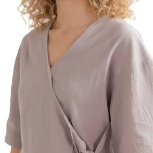 Women Wrap Kimono Top Grey