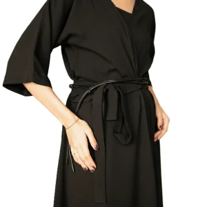 Women Wrap Midi Dress Black