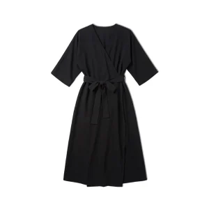 Women Wrap Midi Dress Black