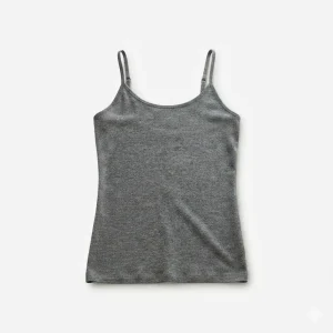 Women Basic Grey Textured Cotton Camisole