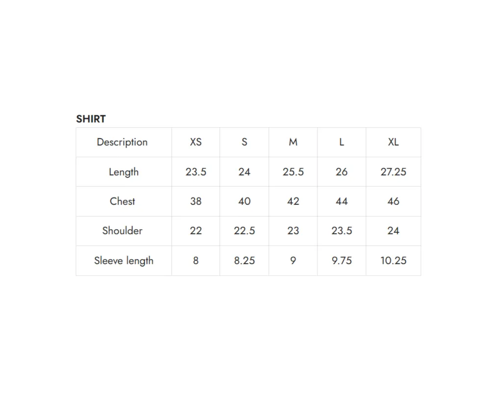 spec sheet shirt