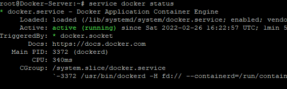 Docker Engine Running im Container von Proxmox