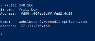 ip adresse mithilfe von nslookup in domainnamen auflösen