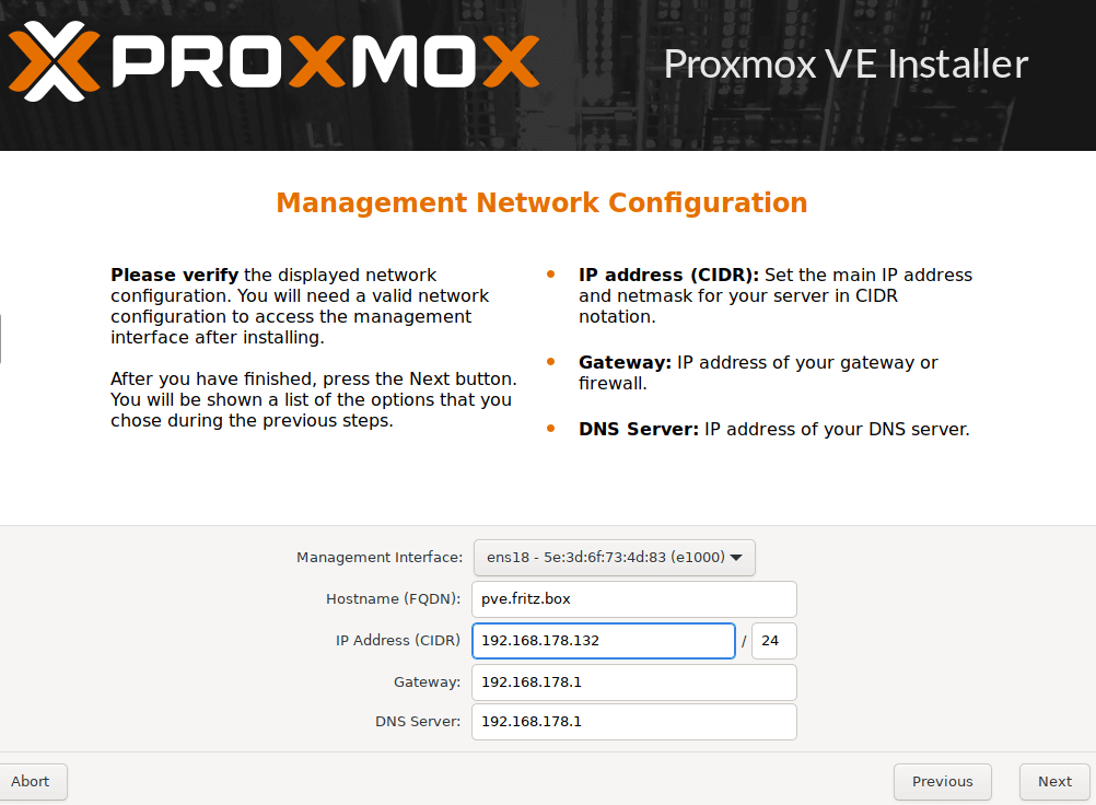 Netzwerk-Einstellungen und IP-Adresse für den Proxmox-Server festlegen