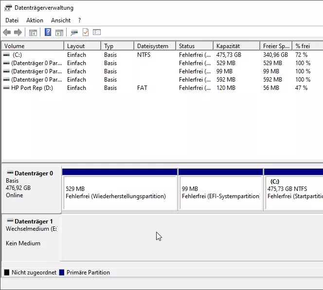Windows Datenträgerverwaltung für Laufwerke wenn externe Festplatten und interne HDD nicht erkannt werden