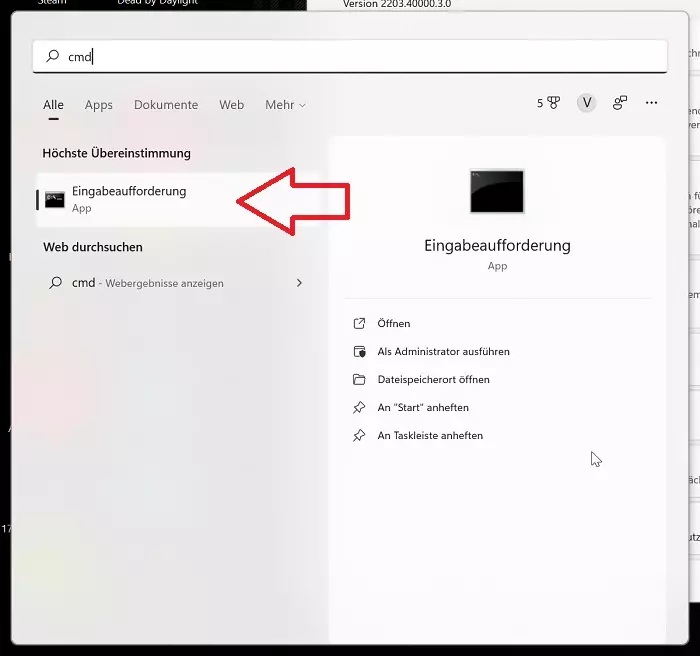 Eingabeaufforderung unter Windows 11 für die Android-Installation