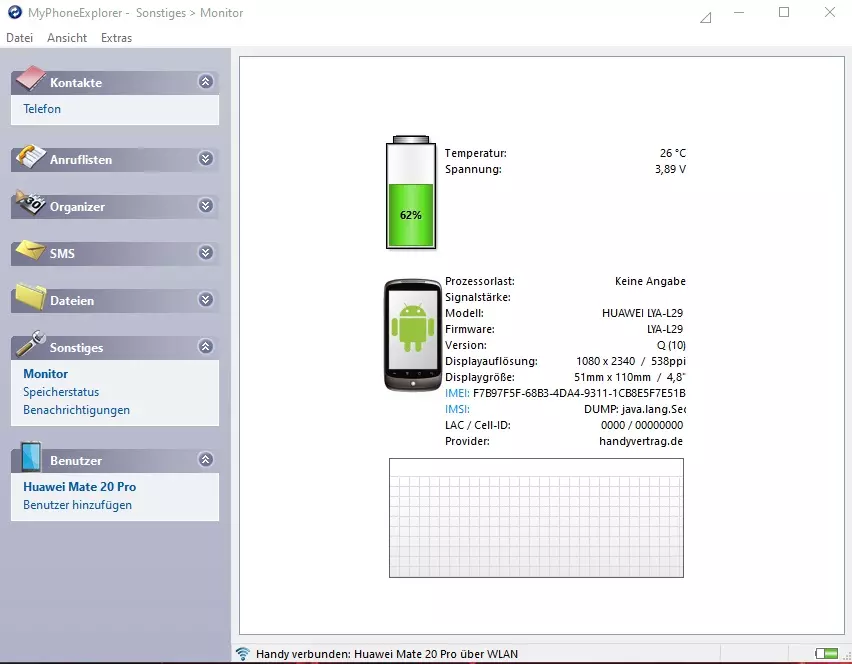 Geräteinformationen und Kalendersynchronisation zwischen Handy und Computer