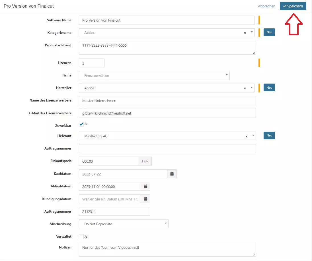 Beispiel für das Lizenzmanagement mit der Open-Source Software