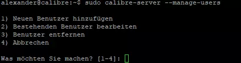 Tutorial für die Installation von Calibre unter Debian 11 und Ubuntu 22.04 - Die Benutzerverwaltung