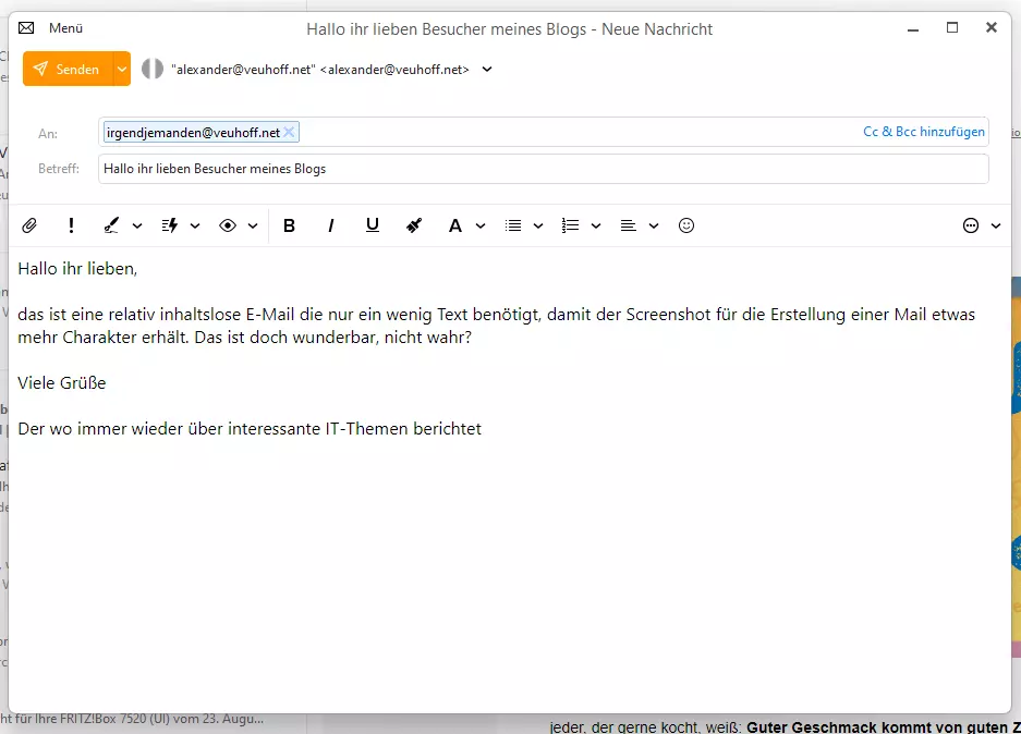 Eine Mail in der besten Outlook Alternative schreiben und senden