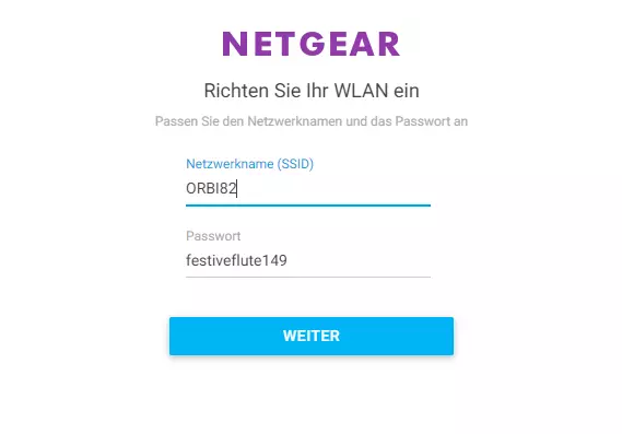 Eingabe des Netzwerkname und Sicherheitsschlüssel auswählen für das Mesh-WLAN