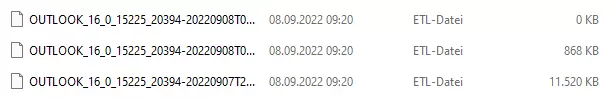 Erzeugte ETL-Protokolldateien aus dem Outlook-Logging (Logfiles)