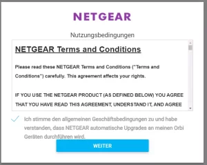 NETGEAR Terms and Conditions akzeptieren Orbi Pro Business SXK30