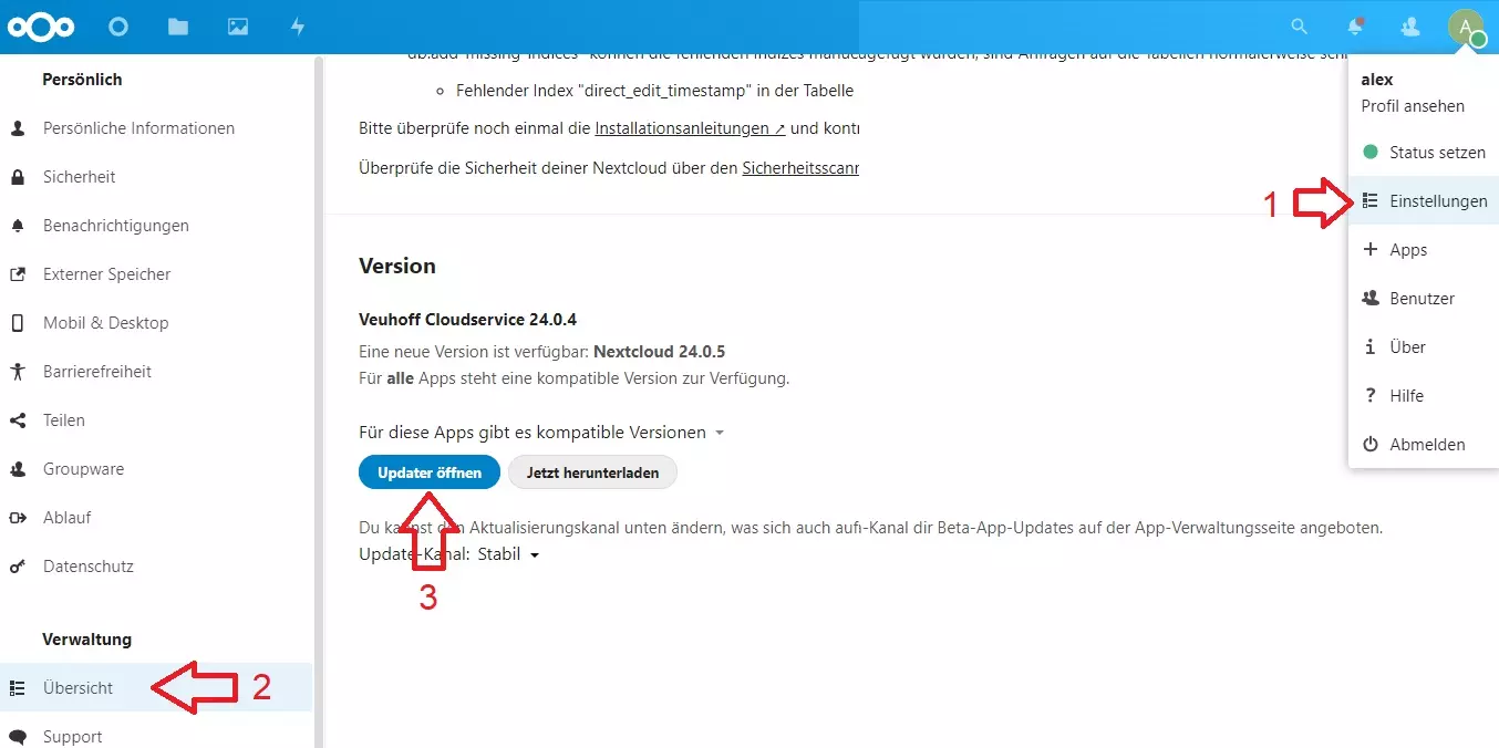 Nextcloud Update Aktualisierung ber GUI Und Shell 2 Wege Nextcloud update aktualisierung ber gui und shell 2 wege