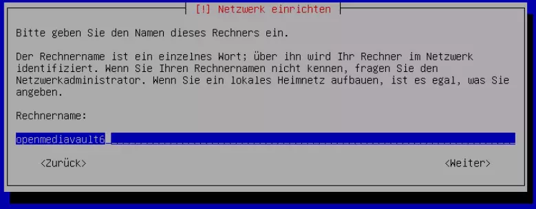 Hostnamen für die OMV-NAS vergeben