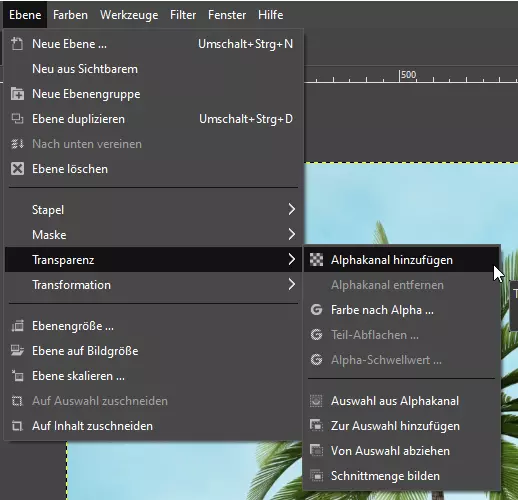 Eine neue transparente Ebene für das Bild erstellen