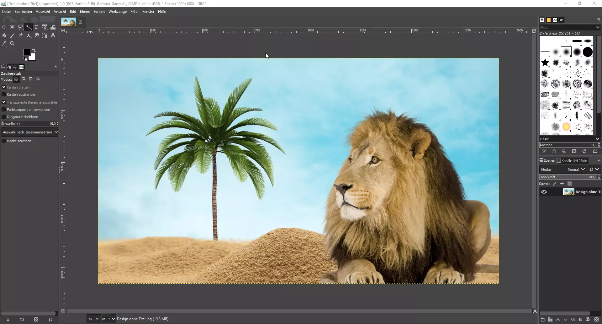 Original Bild mit Motiv vor dem Hintergrund im Programm für Bildbearbeitungen geöffnet(Background)