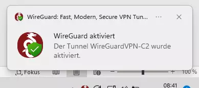 Windows-Benachrichtigung (WireGuard Tunnel aktiviert)