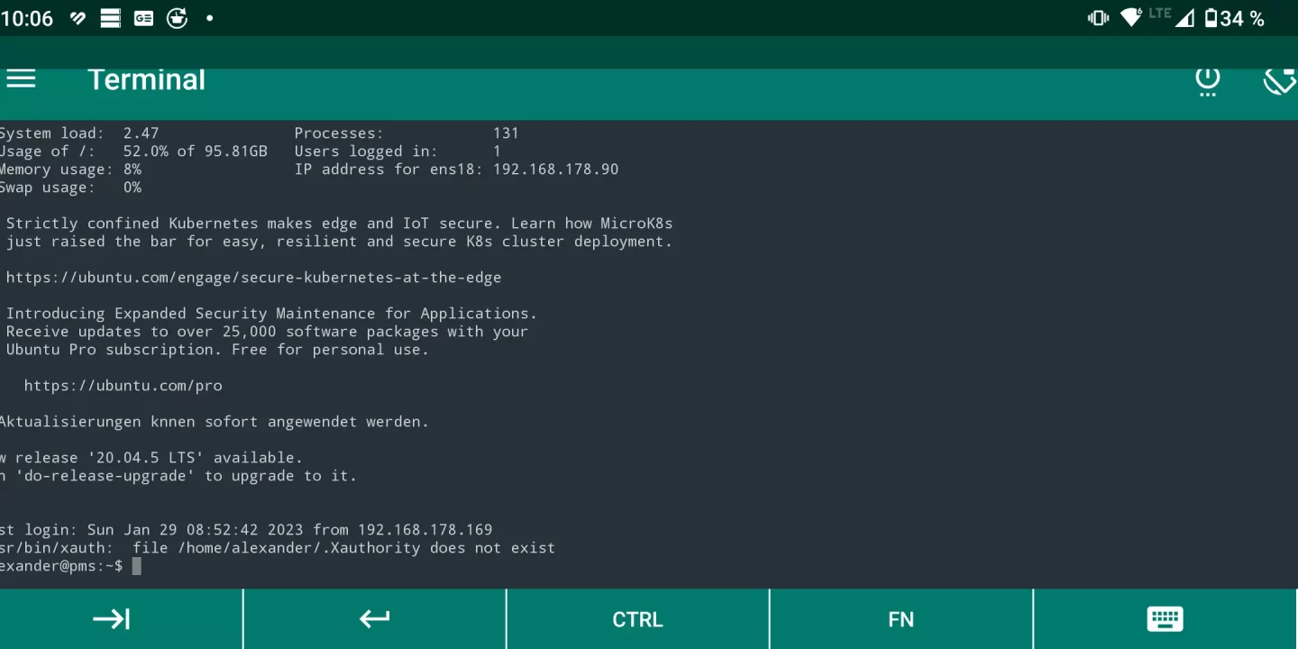 Terminal-SSH-Client auf dem Smartphone