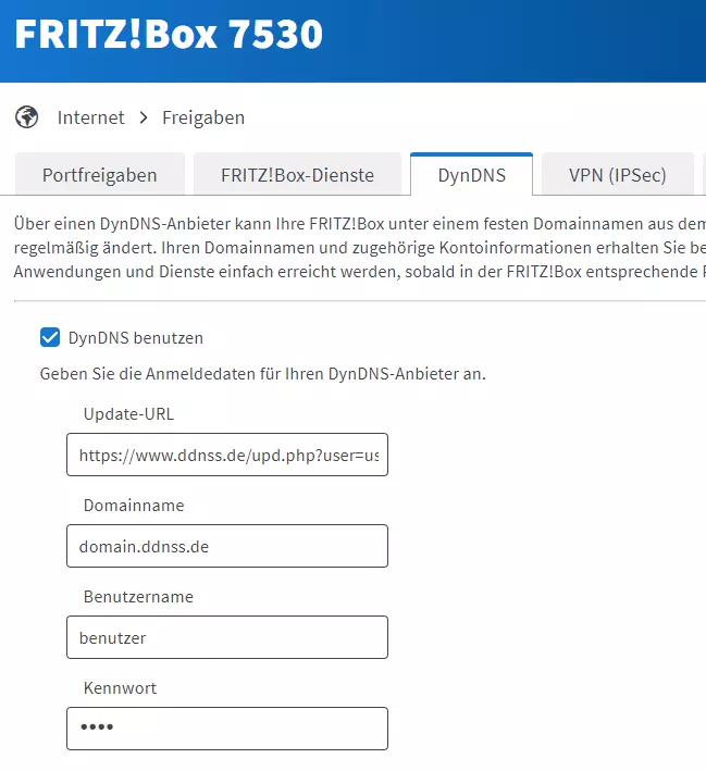 DynDNS für Fritzbox mit FritzOS 7.50 Anleitung ddnss