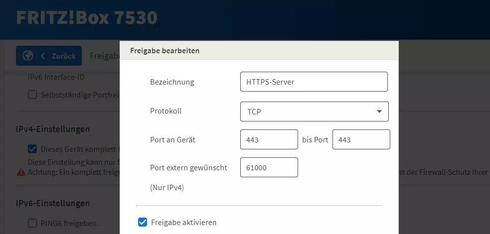 Port-Forwarding aktivieren