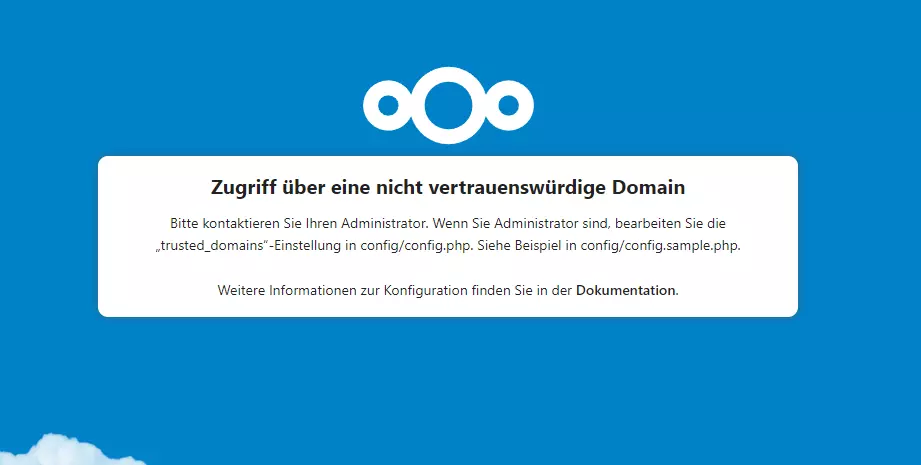 Zugriff über eine nicht vertrauenswürdige Domain (Nextcloud Fix AVM Fritzbox)