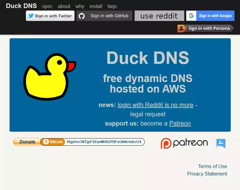 free dyndns service duck dns