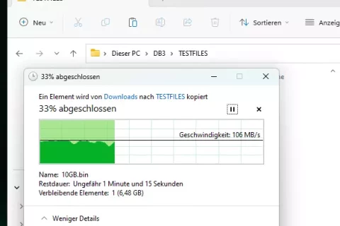 Geschwindigkeiten vor den Umstieg auf QNAP 1Gbits Transfer