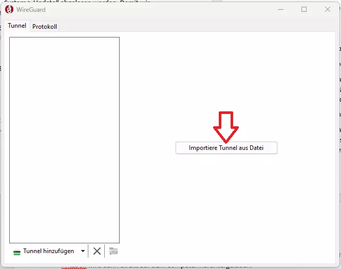 VPN-Tunnel für die Verbindung mit WireGuard herunterladen und importieren